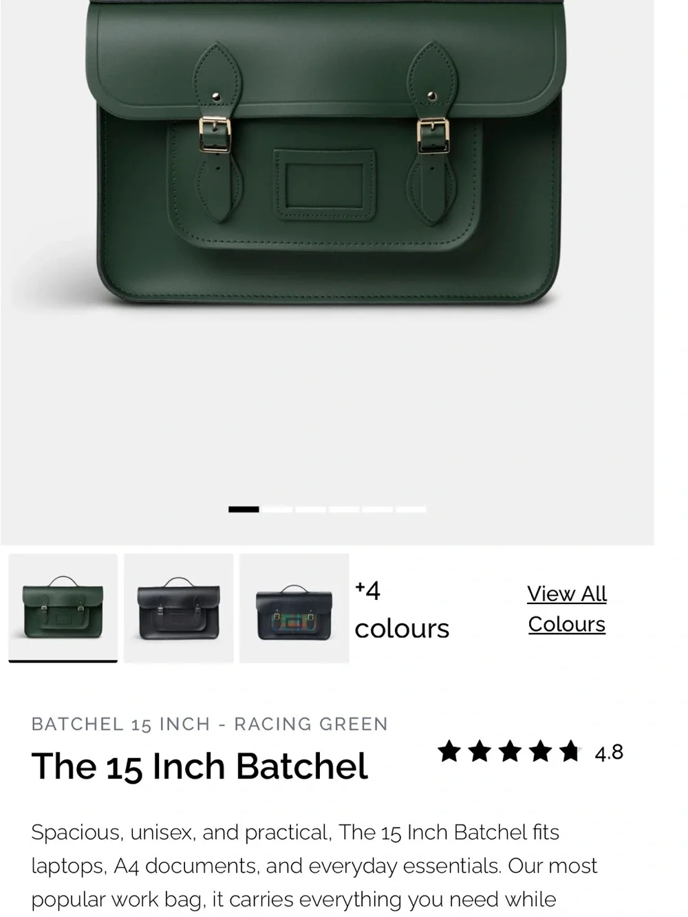 The Cambridge Satchel Company Forest Green Leather Satchel with Gold Hardware